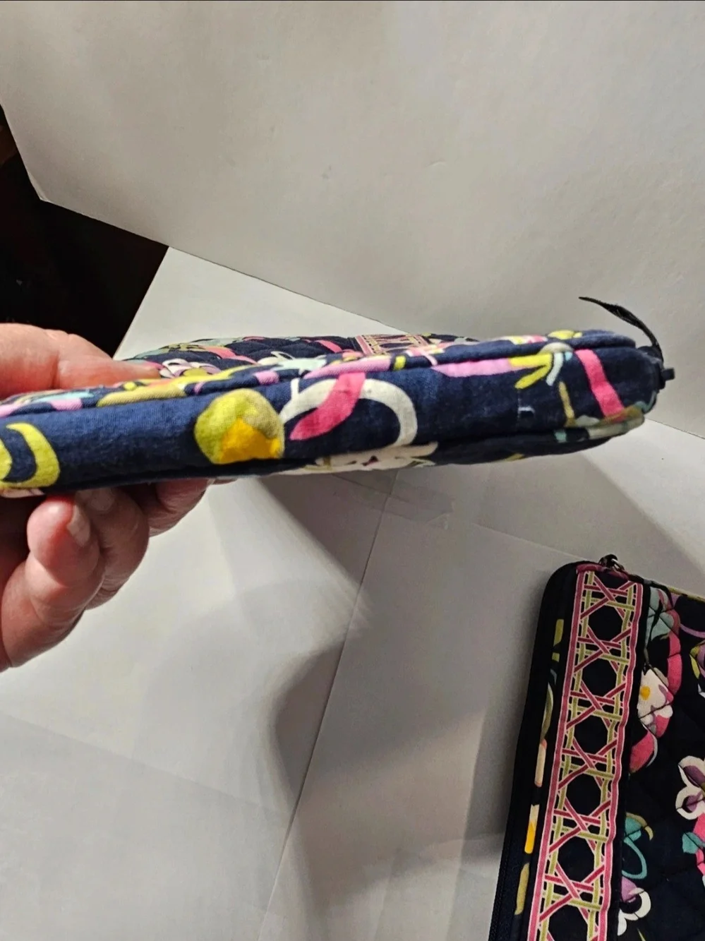 Vera Bradley Navy Floral Quilted Wristlet and Case Set